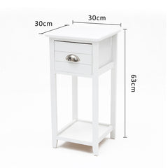 2X Bedside Table Drawer Vintage Side Table Storage Cabinet Bedroom VALERIE WHITE