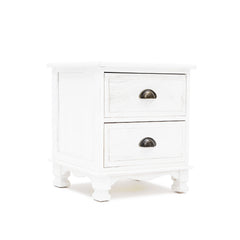 2X Bedside Table 2 Drawer Vintage Side Table Storage Cabinet Bedroom LYDIA WHITE