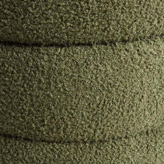 2X Round Stacked Ottoman Stool Teddy Fleece Fabric Foot Rest 38cm GREEN