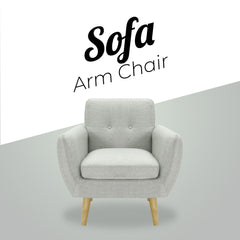 Dane Single Seater Fabric Upholstered Sofa Armchair Lounge Couch - Light Grey