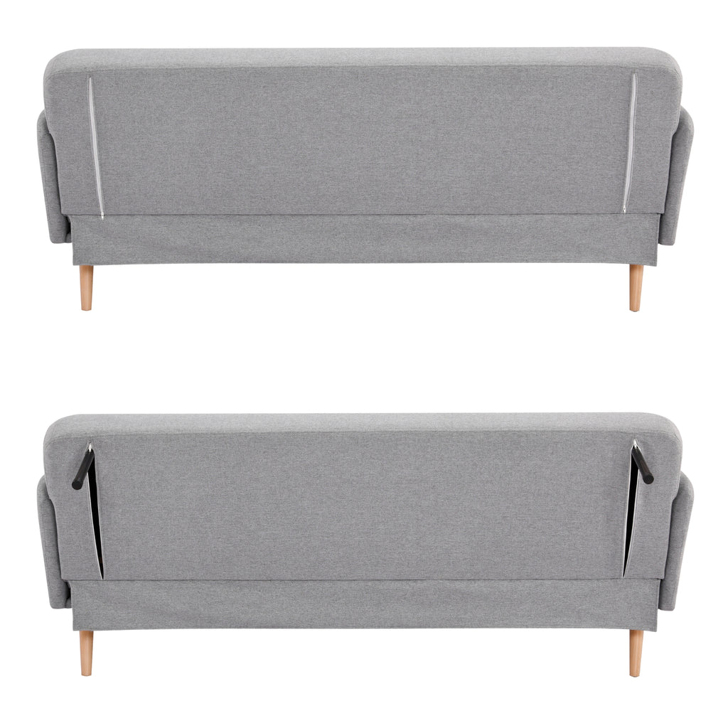 Merlin 3 Seater Sofa Futon Bed Fabric Lounge Couch - Grey