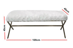 Interior Ave - Oxley Fur Bench - White & Gold