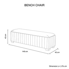 Mercer Bench Chair Fabric Padded Upholstered Seat Polished Stainless Steel Feet