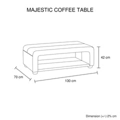 Coffee Table Upholstered PU Leather in Black Colour with open storage
