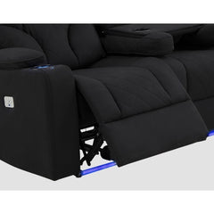 Electric Recliner Stylish Rhino Fabric Black 1 Seater Lounge Armchair with LED Features