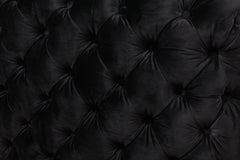 Single Seater Black Sofa Classic Armchair Button Tufted in Velvet Fabric with Metal Legs
