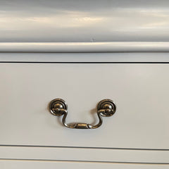Tallboy with 5 Storage Drawers in Solid Wooden Metal Handles White Colour