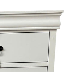 Tallboy with 5 Storage Drawers in Solid Wooden Metal Handles White Colour