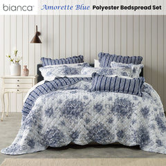 Bianca Amorette Blue Polyester Bedspread Set Double