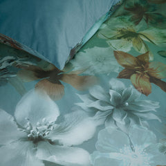 Bedding House Lou Blue Green Cotton Floral Quilt Cover Set Queen