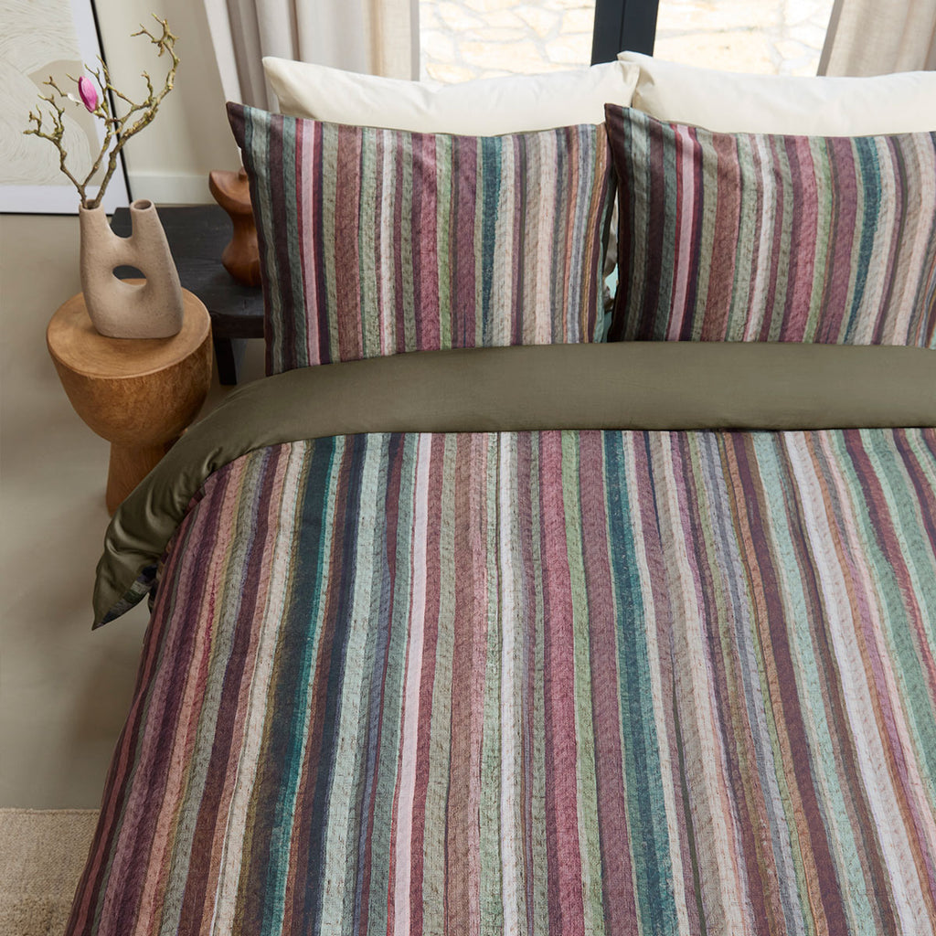 Bedding House Roman Multi Cotton Stripe Quilt Cover Set King