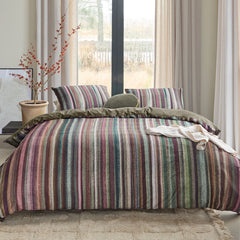 Bedding House Roman Multi Cotton Stripe Quilt Cover Set Queen