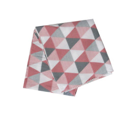 Triangles 175GSM Geometric Pattern Printed Polar Fleece Throw Rug 120 x 150cm Dusty Rose