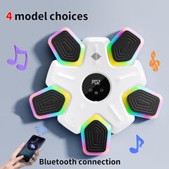 Bluetooth Music Boxing Machine - 4 Modes 9 Speeds Colourful Lights - With Kids Golves White
