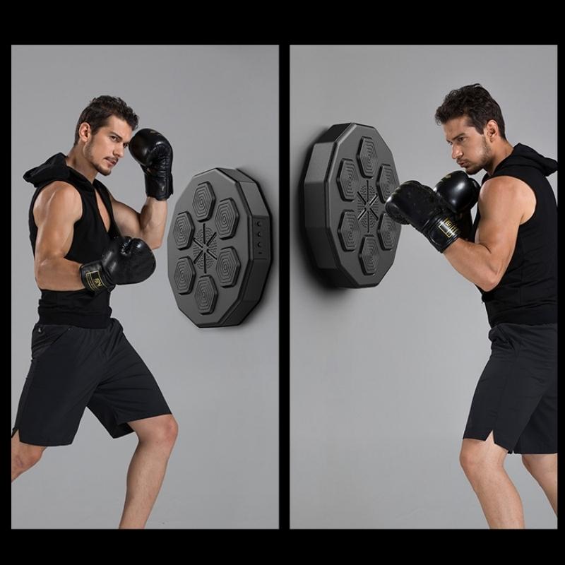 Smart Wall-Mounted Boxing Trainer With Adult Gloves - With Adult Black Gloves