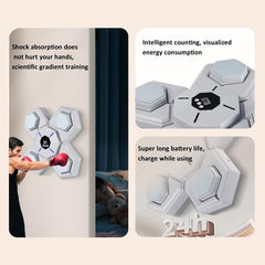Rechargeable Bluetooth Boxing Machine With Adult & Child Gloves - Blue - With Child Golves Pink Blue