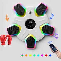 Bluetooth Music Boxing Machine - 4 Modes 9 Speeds Colourful Lights - With Adult Gloves White