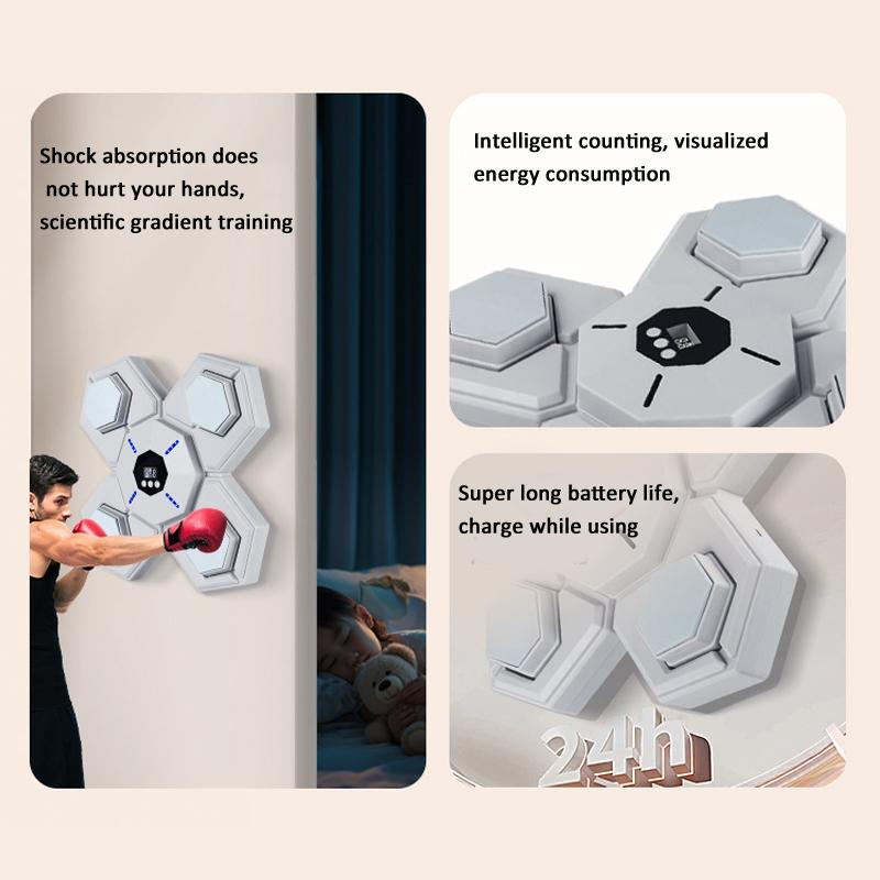 Rechargeable Bluetooth Boxing Machine With Adult & Child Gloves - Blue - With Adult Gloves Blue