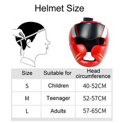 Competition Sparring Boxing Helmet For Head Protection - Red With Mask - S