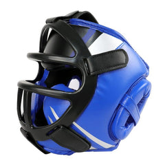 Competition Sparring Boxing Helmet For Head Protection - Red With Mask - S