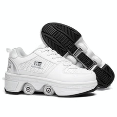 37 Double Row Deformation Rune Roller Skates - Dual Purpose - Low-Top Without Light (White)