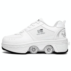 37 Double Row Deformation Rune Roller Skates - Dual Purpose - Low-Top Without Light (White)