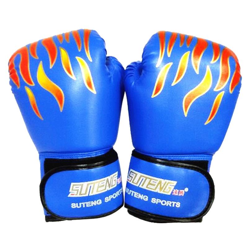 Adult Flame Pattern Pu Leather Boxing Gloves - Fitness - Black