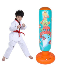 Children'S Inflatable Vertical Boxing Column - Cartoon Underwater Animal Pattern - 1.25M Height - Yellow