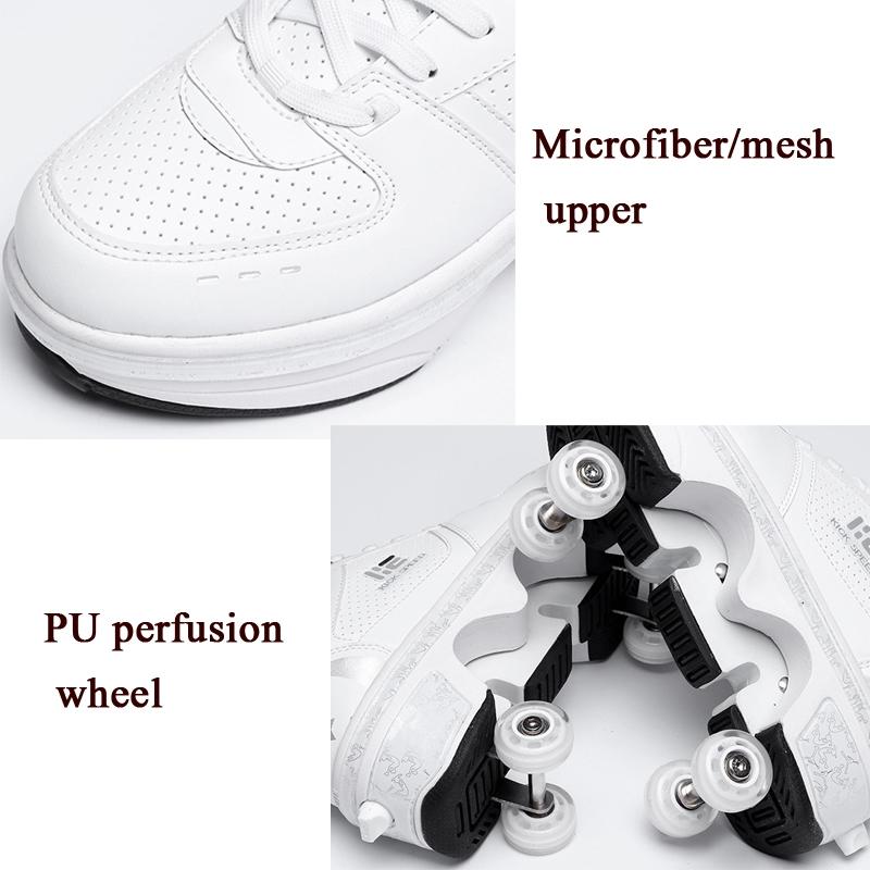 37 Double Row Deformation Rune Roller Skates - Dual Purpose - High-Top With Light (White)