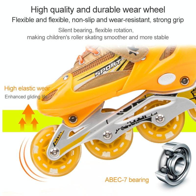 Adjustable Kids Roller Skates Set - Single Flash Wheels - Size s - Blue