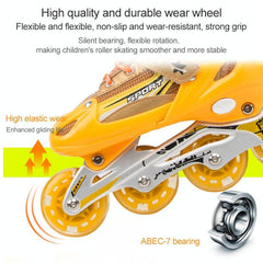 Adjustable Kids Roller Skates Set - Single Flash Wheels - Size s - Blue
