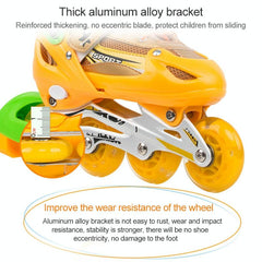 Adjustable Kids Roller Skates Set - Single Flash Wheels - Size s - Blue