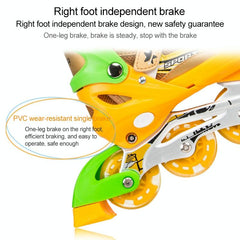 Adjustable Kids Roller Skates Set - Single Flash Wheels - Size s - Blue