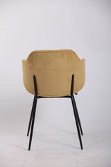 Set of 2 Dining Chairs Corduroy Cord Fabric with Metal Legs in Mustard Yellow