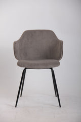Set of 2 Dining Chairs with Corduroy Cord Fabric in Grey