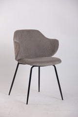 Set of 2 Dining Chairs with Corduroy Cord Fabric in Grey