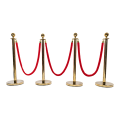 4 x Queue Barriers + 3 Ropes Exhibition Crowd Control Bollards