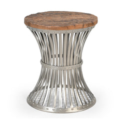 INVERTED WOOD AND IRON SIDE TABLE