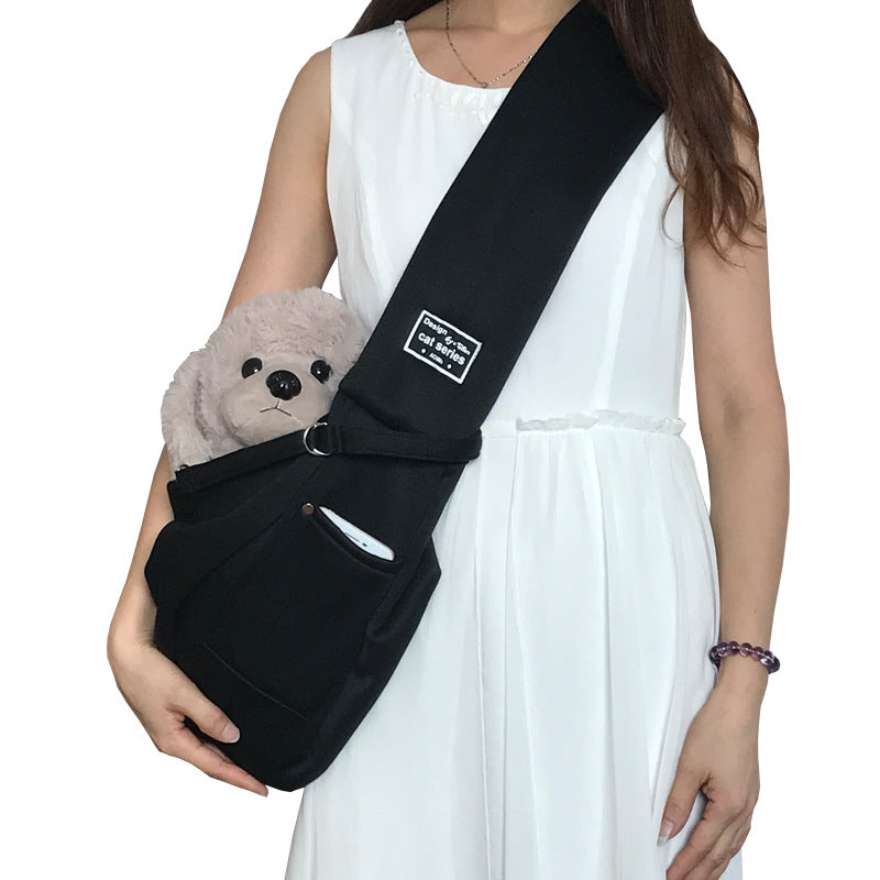 black Pet Carrier Sling Bag for Small Dogs and Cats - Up to 15kg