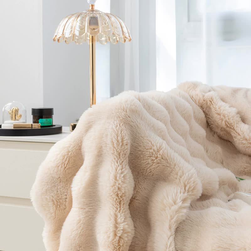 Dark Brown 70*100cm Plush Toscana Rabbit Hair Throw Blanket - Soft Flannel Fleece for All Seasons, Perfect for Couch & Bed