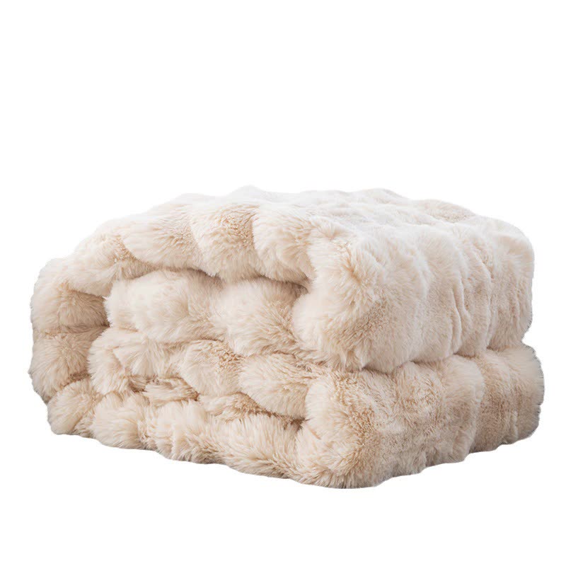 Dark Brown 70*100cm Plush Toscana Rabbit Hair Throw Blanket - Soft Flannel Fleece for All Seasons, Perfect for Couch & Bed