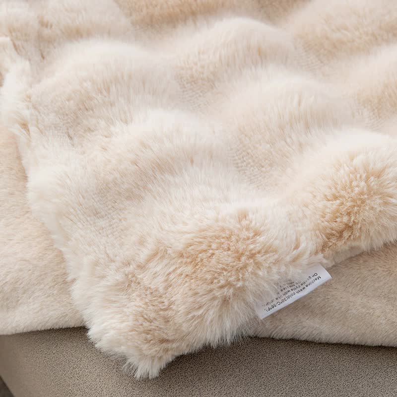Dark Brown 100*160cm Plush Toscana Rabbit Hair Throw Blanket - Soft Flannel Fleece for All Seasons, Perfect for Couch & Bed