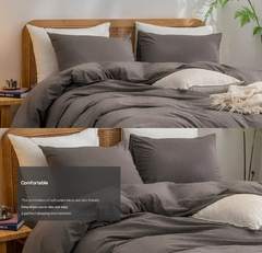 Iris Blue 1.8m (Duvet Cover 180*220cm) Luxurious Soft Brushed Microfiber 4-Piece Bedding Set - Pure Color Double Bed Duvet Cover with Fitted Sheet