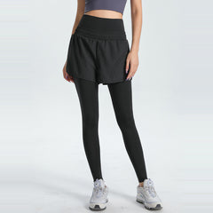 XXXXL Black Women's High-Waist Athletic Skort with Built-In Shorts - Breathable Quick-Dry Running Skirt with Phone Pocket
