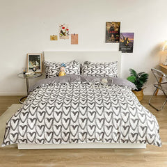 Love patternt Three-Piece Bedding Set - Comfortable Polyester with Adjustable Corner Straps (Quilt Cover 173*230CM + Pillowcase 51*76CM*2)