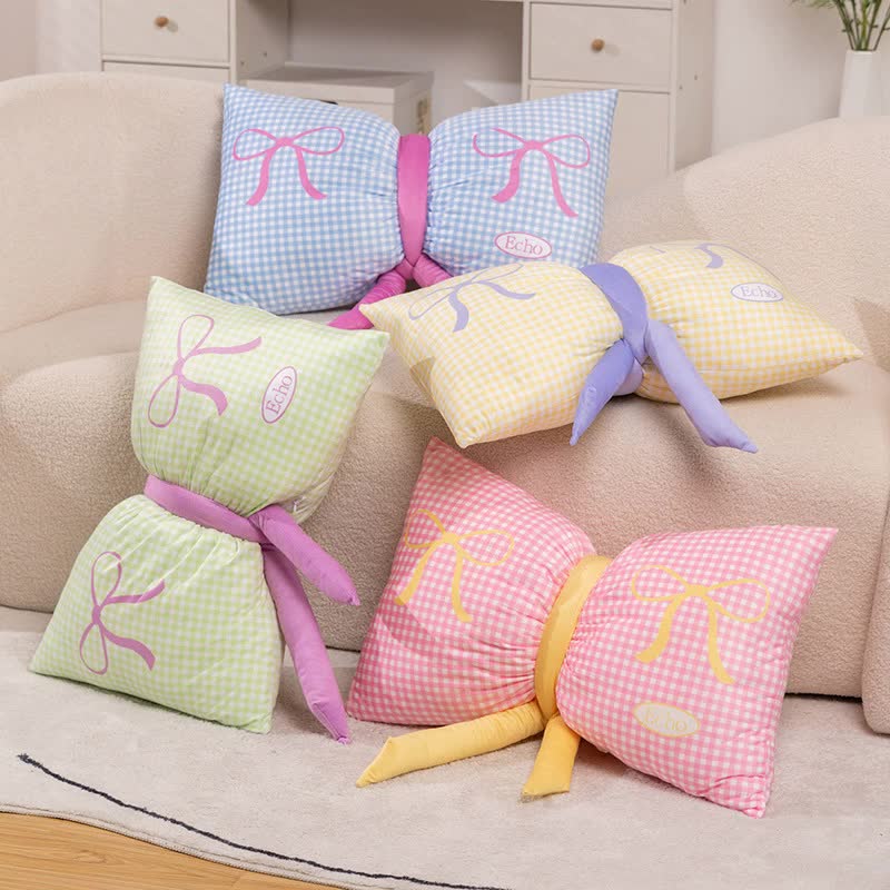 Pink Cute Butterfly Knot Pillow | Soft Bed & Seat Cushion, Decorative Throw Pillow for Home & Car 65x40cm