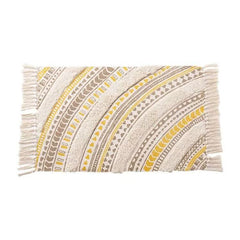 Handwoven Cotton Tassel Floor Rug for Bedroom or Living Room|Soft, Modern Geometric Design,60x90cm