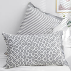 Gray petals Snap-On Cotton Gauze Pillowcase Set - Full Coverage, Non-Slip, Easy Closure (One pair without pillow core)