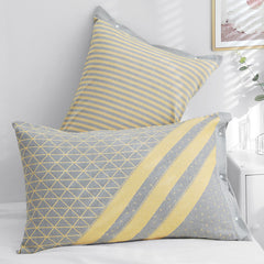Gray Twill Snap-On Cotton Gauze Pillowcase Set - Full Coverage, Non-Slip, Easy Closure (One pair without pillow core)