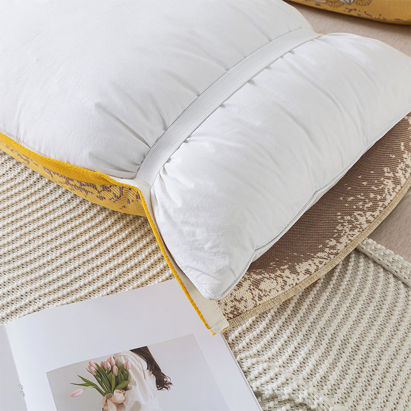 Pair of Gray pattern Tied Cotton Gauze Pillow Cover - Secure Fit, Premium Comfort (Insert Not Included)